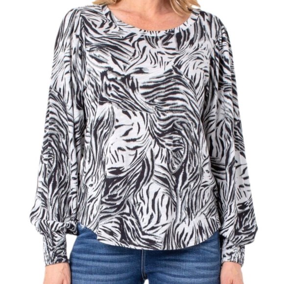 Liverpool Los Angeles Black/White Tiger Stripe Long Sleeve Top | Size S - Picture 1 of 7